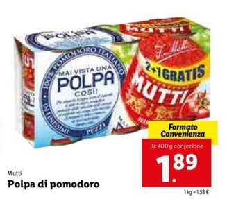 Lidl Mutti Polpa di pomodoro offerta
