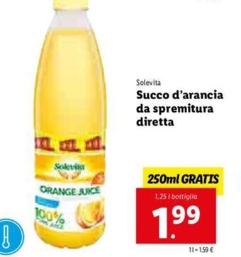 Lidl Solevita Succo d'arancia da spremitura diretta offerta