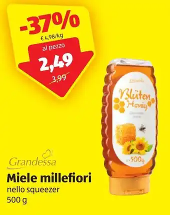 ALDI Grandesa Miele millefiori nello squeezer 500g offerta