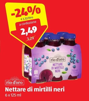 ALDI Rio d'oro Nettare di mirtilli neri 6x125 ml offerta