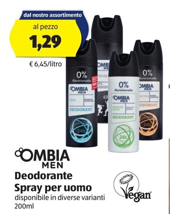 Ombia Men Deodorante Spray per uomo 200 ml