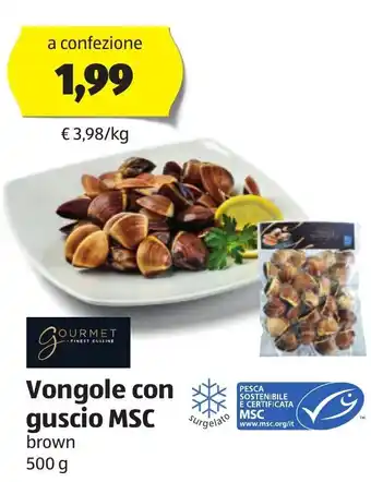 ALDI Gourmet Finest Cuisine Vongole con guscio MSC brown 500 g offerta
