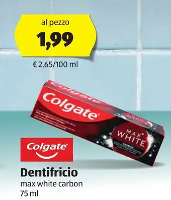 ALDI Colgate Dentifricio max white carbon 75 ml offerta
