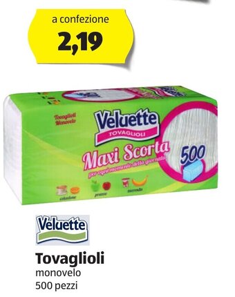 ALDI Veluette Tovaglioli monovelo 500 pezzi offerta