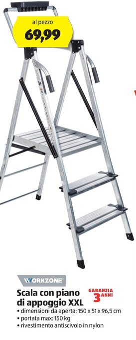 ALDI Workzone Scala con piano di appoggio XXL offerta