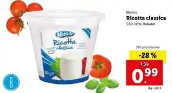 Lidl Merivio Ricotta classica 330g offerta