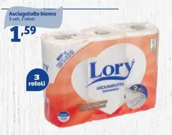 In'S Mercato Lory Asciugatutto bianco 3 rotoli offerta