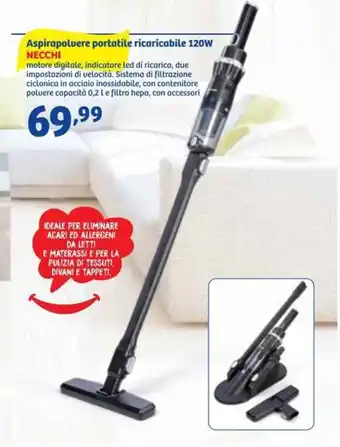 In'S Mercato Necchi Aspirapolvere portatile ricaricabile 120W offerta