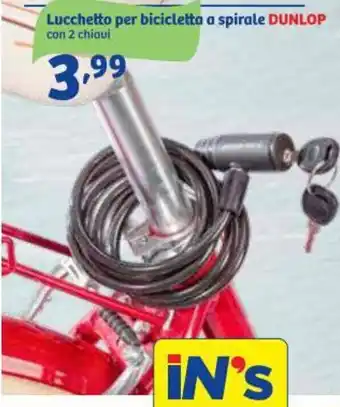 In'S Mercato Dunlop Lucchetto per bicicletta a spirale offerta