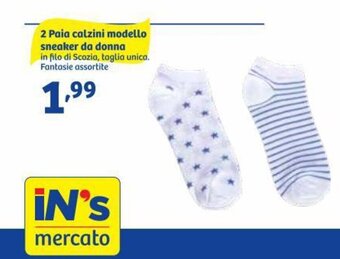 In'S Mercato 2 Paia calzini modello sneaker da donna offerta