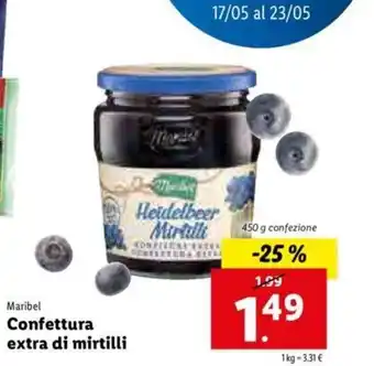Lidl Maribel Confettura extra di mirtilii 450g offerta