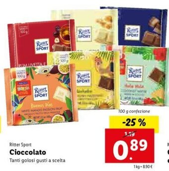 Lidl Ritter Sport Cioccolato 100g offerta