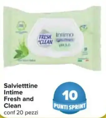 Carrefour Salvietttine Intime Fresh And Clean 20 Pezzi offerta