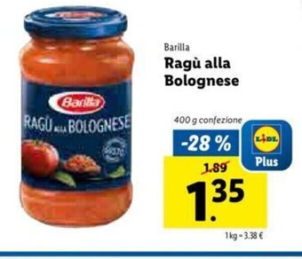 Lidl Barilla Ragú alla Bolognese 400g offerta