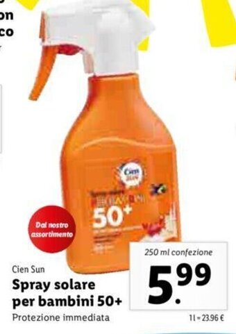 Lidl Cien Sun Spray solare per bambini 50+ offerta