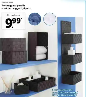 Lidl Livarno Living Portaoggetti pensile o set portaoggetti, 4 pezzi offerta