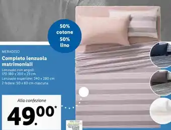 Lidl Completo lenzuelo matrimoniali offerta