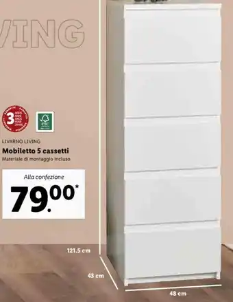 Mobiletto 5 cassetti