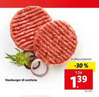 Lidl Hamburger di Scottona 2x 100g offerta