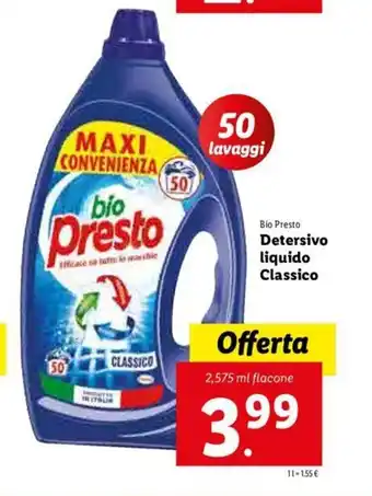 Lidl Bio Presto Detersivo liquido Classico 2,575ml offerta