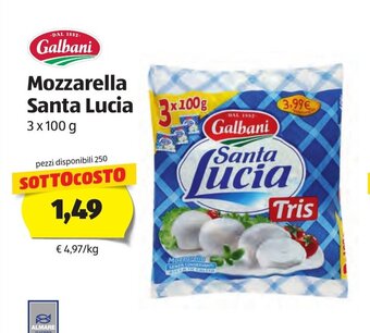 ALDI Galbani Santa Lucia Mozzarella 3 x 100g offerta
