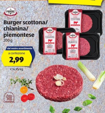 ALDI IL Podere Burger scottona/chianina/piemontese 200g offerta