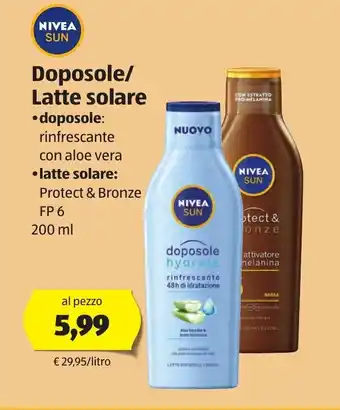 ALDI Nivea Sun Doposole/Latte solare 200ml offerta