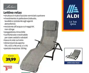 ALDI Belavi Lettino relax 174 x 67,5 x 96cm offerta