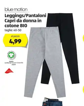 ALDI Blue Motion Leggings/Pantaloni Capri da donna in cotone BIO offerta