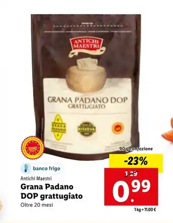 Lidl Antichi Maestri Grana Padano DOP grattugiato 20 mesi 90g offerta