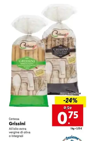 Lidl Certossa Grissini 200g offerta