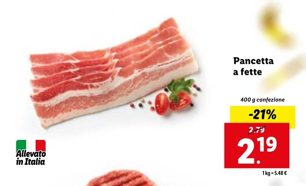 Pancetta a fette 400g offerta di Lidl
