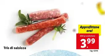 Lidl Tris di Salsicce 650g offerta