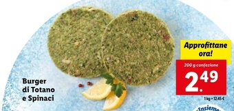 Lidl Burger di Totano e Spinaci 200g offerta