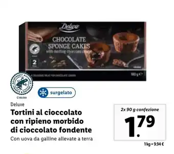 Deluxe Tortini al cioccolato con ripieno morbido di cioccolato fondente 2x 90g