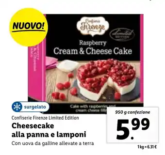 Lidl Cheesecake alla panna e lamponi 950g offerta
