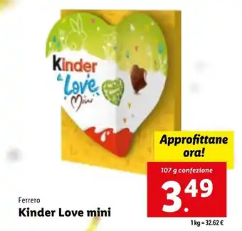 Lidl Ferrero Kinder Love mini 107g offerta