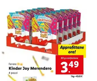 Lidl Ferrero Kinder Joy Merendero 4 pezzi 80g offerta