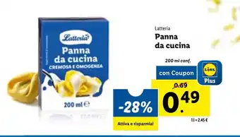 Lidl Latteria Panna da cucina 200ml offerta