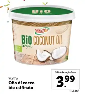 Vita D'or Olio di cocco bio raffinato 500ml