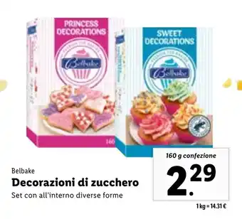 Lidl Belbake Decorazioni di zucchero 160g offerta