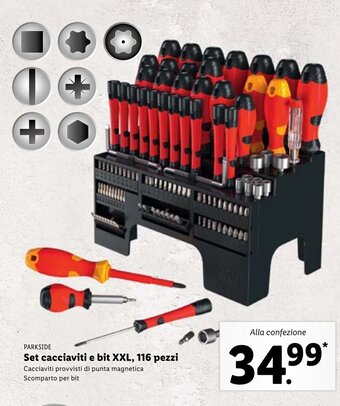Lidl Parkside Set cacciaviti e bit XXL, 116 pezzi offerta