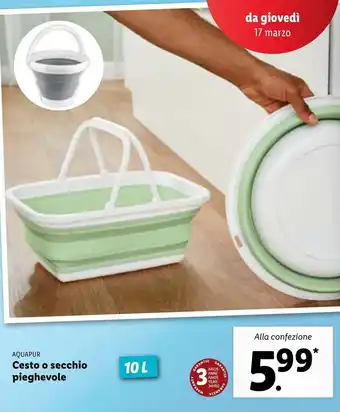 Lidl Aquapur Cesto o secchio pieghevole 10L offerta