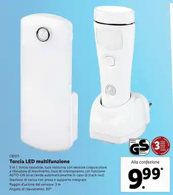 Lidl Crivit Torcia LED multifunzione offerta