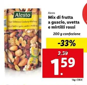 Lidl Alesto Mix di frutta a guscio, uvetta e mirtilli rossi 200g offerta