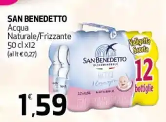 Ipercoop San Benedetto Acqua Naturale/Frizzante 50cl x 12 offerta