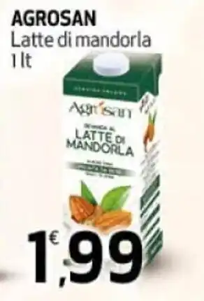 Ipercoop Agrosan Latte di mandorle 1lt offerta
