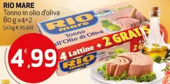 Ipercoop Rio Mare Tonno in olio d'oliva 80 g x4+2 offerta
