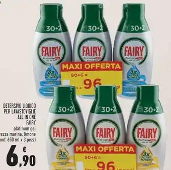 Conad Superstore Fairy Detersivo Liquido Per Lavastoviglie All in One 650ml x 3 pezzi offerta