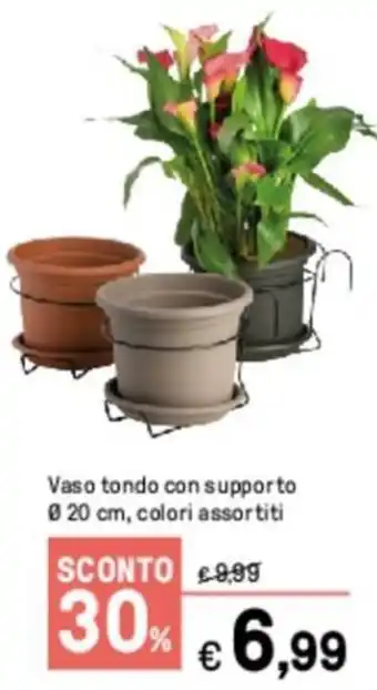 Iper La Grande Vaso tondo con supporto Ø 20 cm, colori assortiti offerta